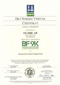 Oljibe BF9K-certifiering